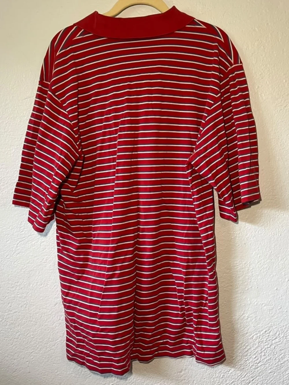 Vintage 90's Polo Golf Ralph Lauren 100% Cotton Red Polo Striped Shirt Large